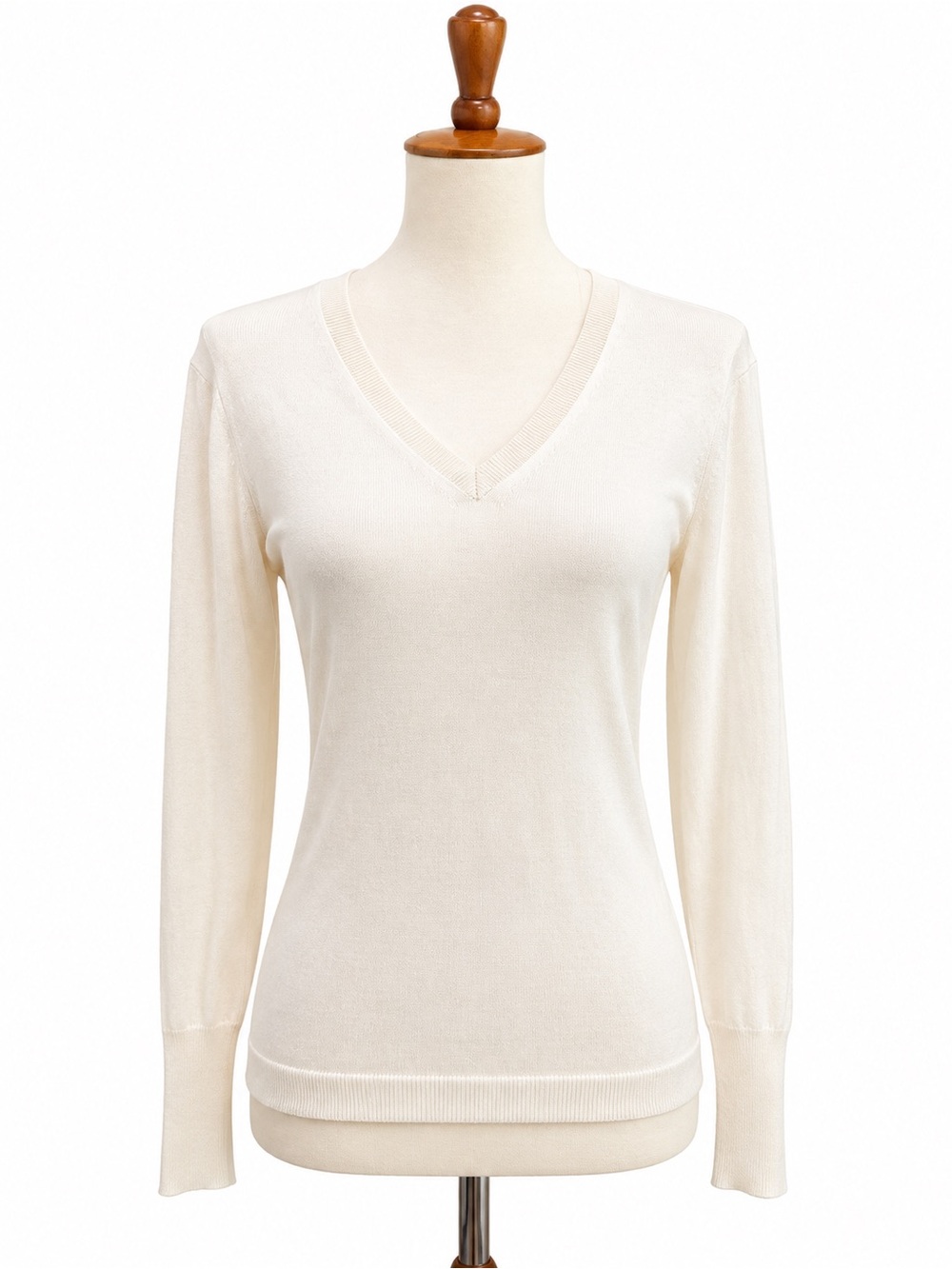 Banana republic silk vintage Women's V-Neck Long Sleeve Sweater - Cream small